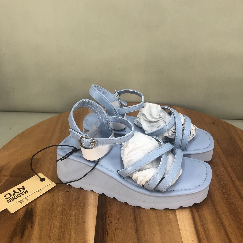 Madden NYC Little Girls Platform Wedge Sandals Blue Size 13 Lightweight